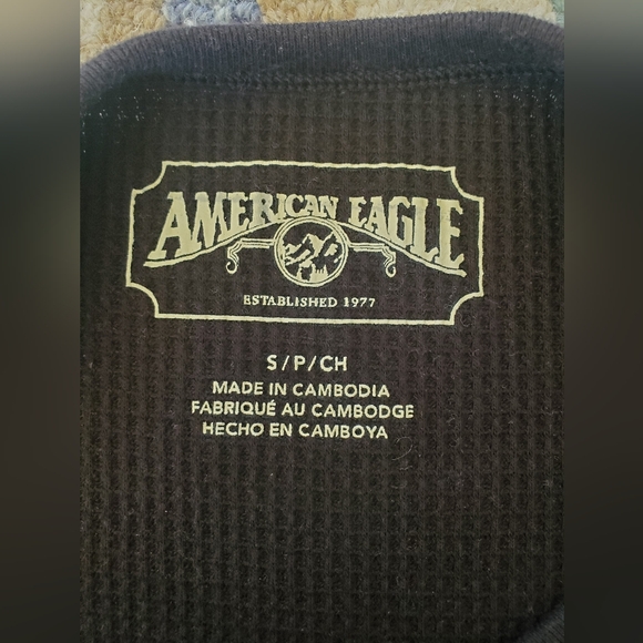 American Eagle Black and White Waffle Knit Thermal Tops S - Picture 4 of 8